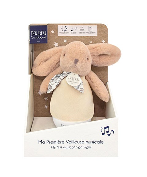 Doudou musical luz noturna coelho Doudou et Compagnie