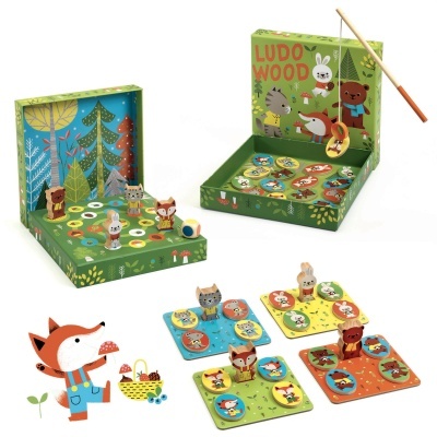 Ludo Wood - 4 Jogos - Pesca, Lotaria, Memória e Trilho