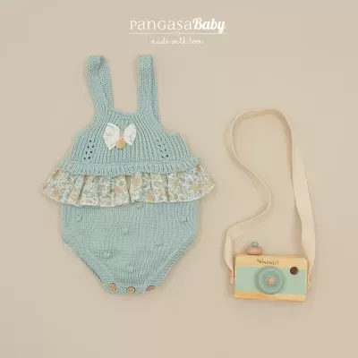 PANGASA Jardineiras Malha Verde Flores