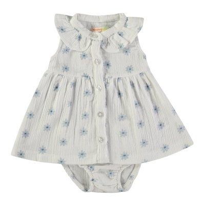 BABYBOL Vestido Algodão Flores Azuis