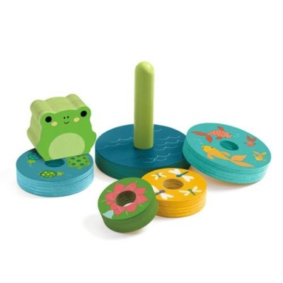 Djeco Puzz & Stack Rainbow - Puzzle de Madeira e Torre