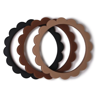 Mordedor Pack 3 Pulseiras Flower Black-Natural-Caramel 7.5x7.5x0.5 CM