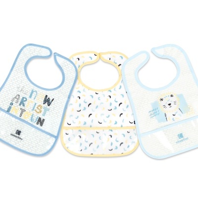 KIKKABOO Conj. 3 Babetes Impermeáveis Arty Blue