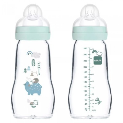 MAM biberão Feel Good vidro 260 ml Azul - 2+ meses