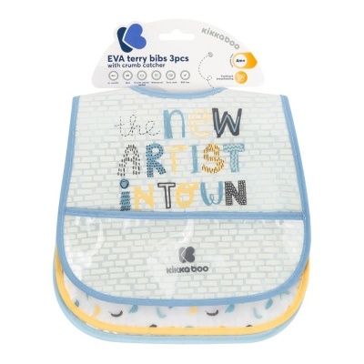 KIKKABOO Conj. 3 Babetes Impermeáveis Arty Blue