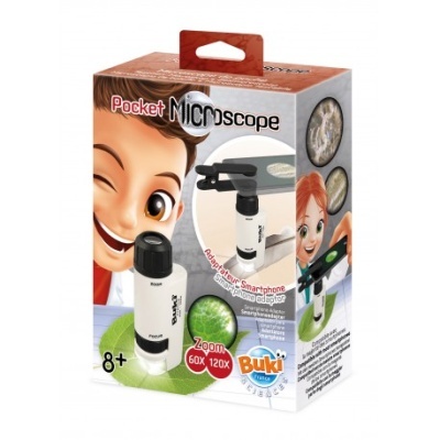 Microscópio Bolso 120x com adaptador smartphone Buki