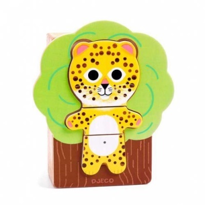 DJECO Arbramix: Puzzle Madeira p/ Completar Animais