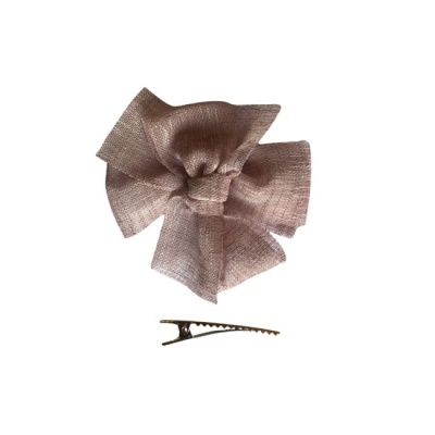 Laço pinça linho rosa