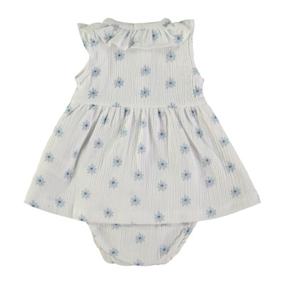 BABYBOL Vestido Algodão Flores Azuis