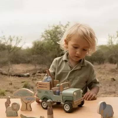 LITTLE DUTCH Carro Safari Madeira c/ Animais