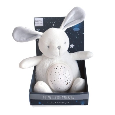 Luz presença e melodias peluche coelho Doudou et Compagnie