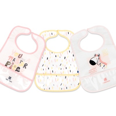 KIKKABOO Conj. 3 Babetes Impermeáveis Arty Pink