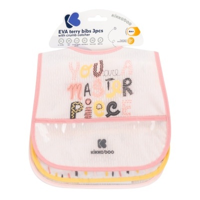 KIKKABOO Conj. 3 Babetes Impermeáveis Arty Pink