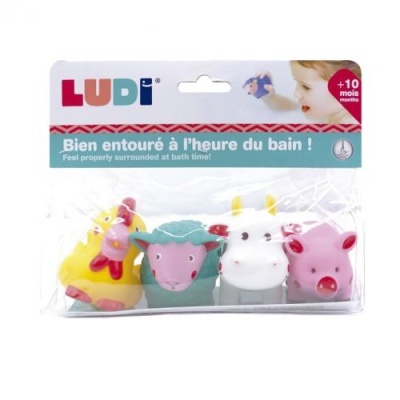 LUDI 4 Animais de Plástico para Banho - Quinta
