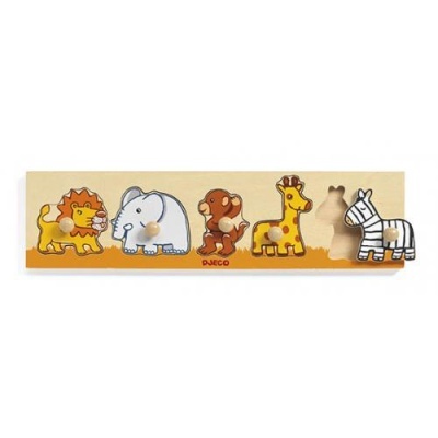 DJECO Sava n co: Puzzle Madeira c/ Pega Animais
