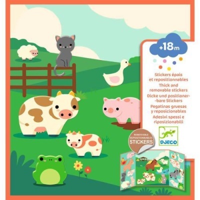 DJECO Animais da Quinta: Autocolantes Removíveis