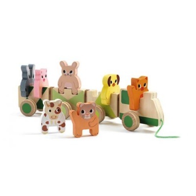Djeco Trainimo Farm - Comboio de Empilhar e Puxar Animais