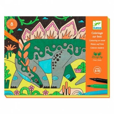 DJECO Mundo dos Dinossauros - Atividade p/ Colorir Madeira