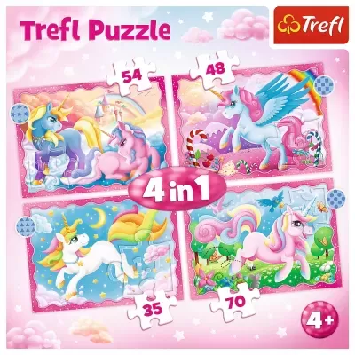 Puzzles 4 em 1 - Unicorns and magic
