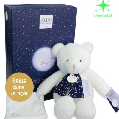 Doudou et Compagnie Peluche Urso Clair de Lune Brilha no Escuro