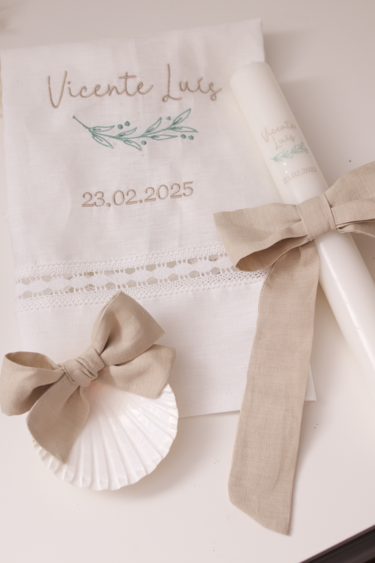 Conjunto de batizado - Folhas