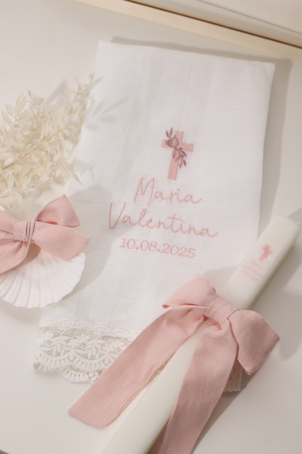 Conjunto de batizado - Cruz com folhas