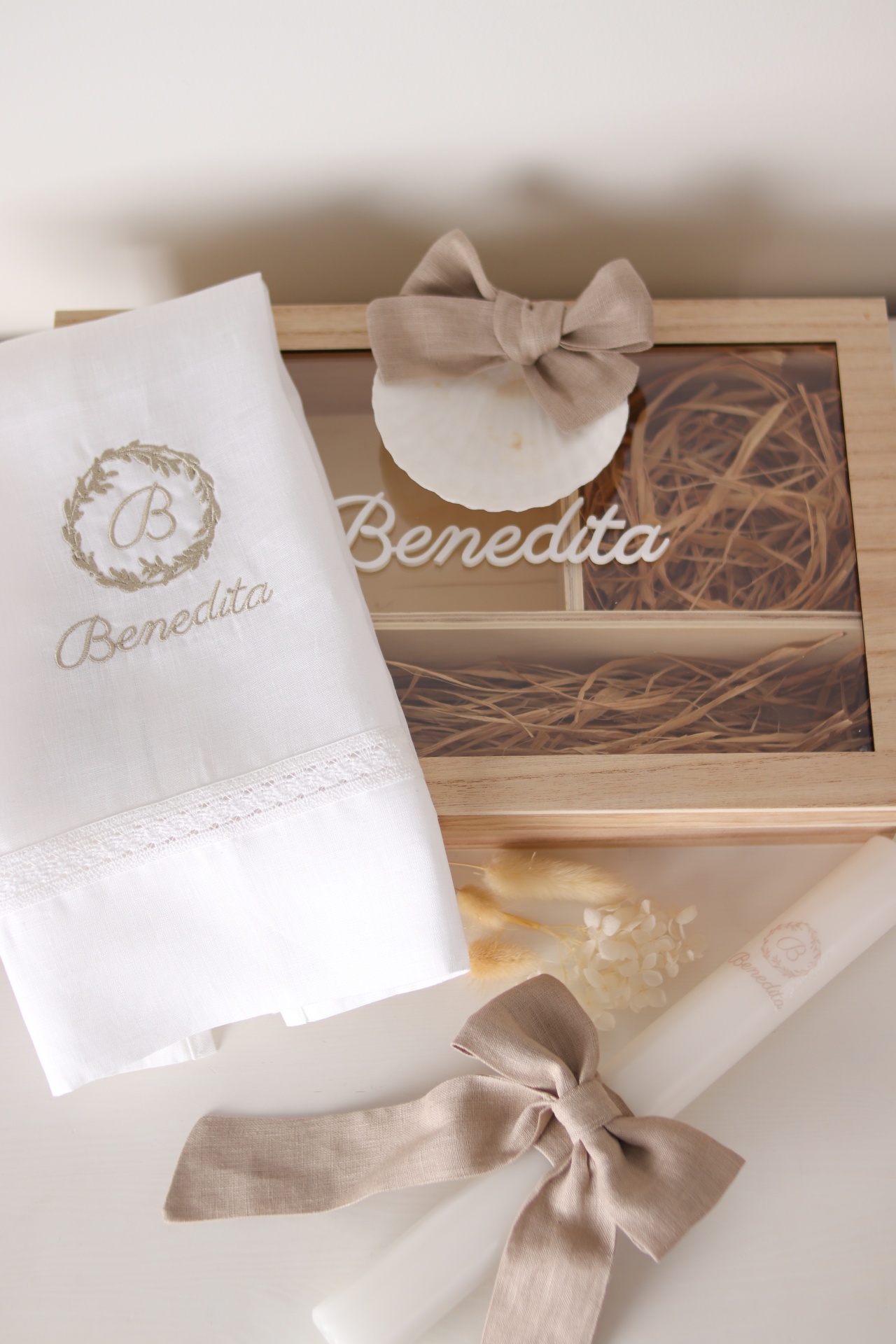 Conjunto de batizado - Coroa de folhas pequena