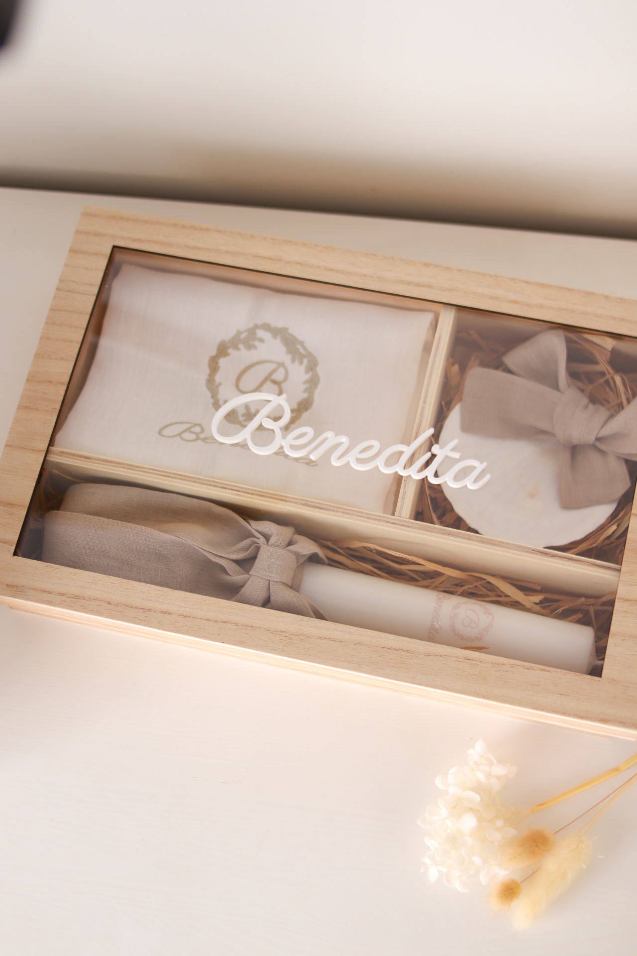 Conjunto de batizado - Coroa de folhas pequena