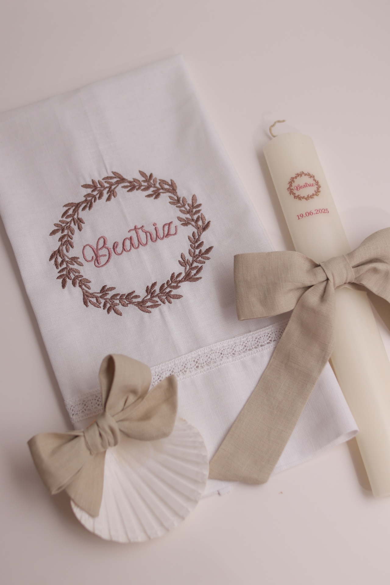 Conjunto de batizado - Coroa de folhas grande