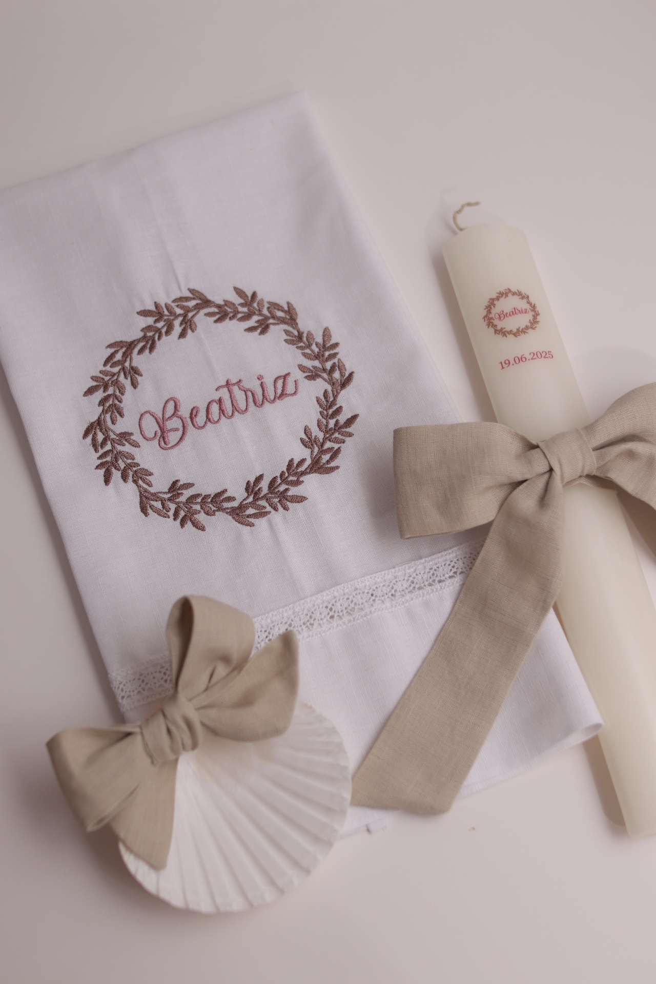 Conjunto de batizado - Coroa de folhas grande