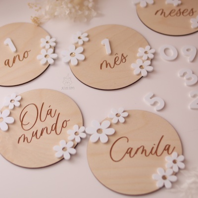 Milestones com flores (números reposicionáveis)