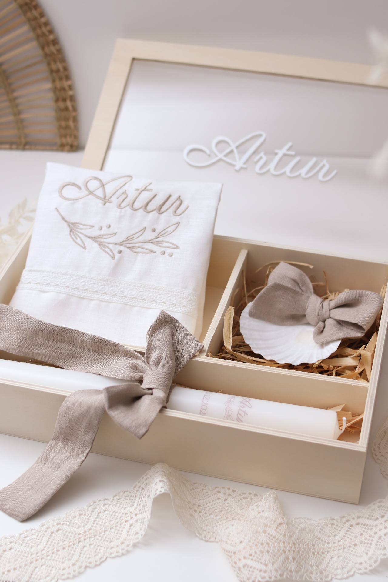 Conjunto de batizado - Folhas