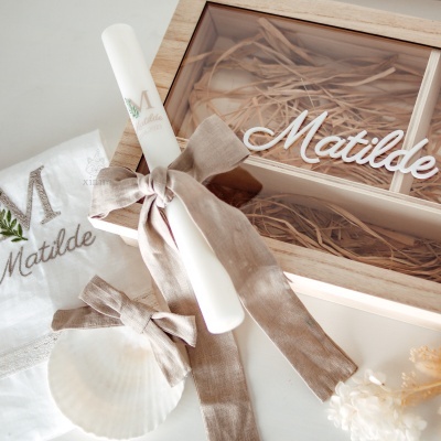 Conjunto de batizado - caixa com tampa transparente