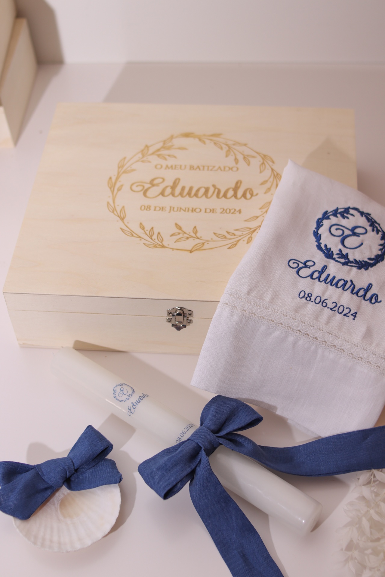 Conjunto de batizado - Coroa de folhas pequena