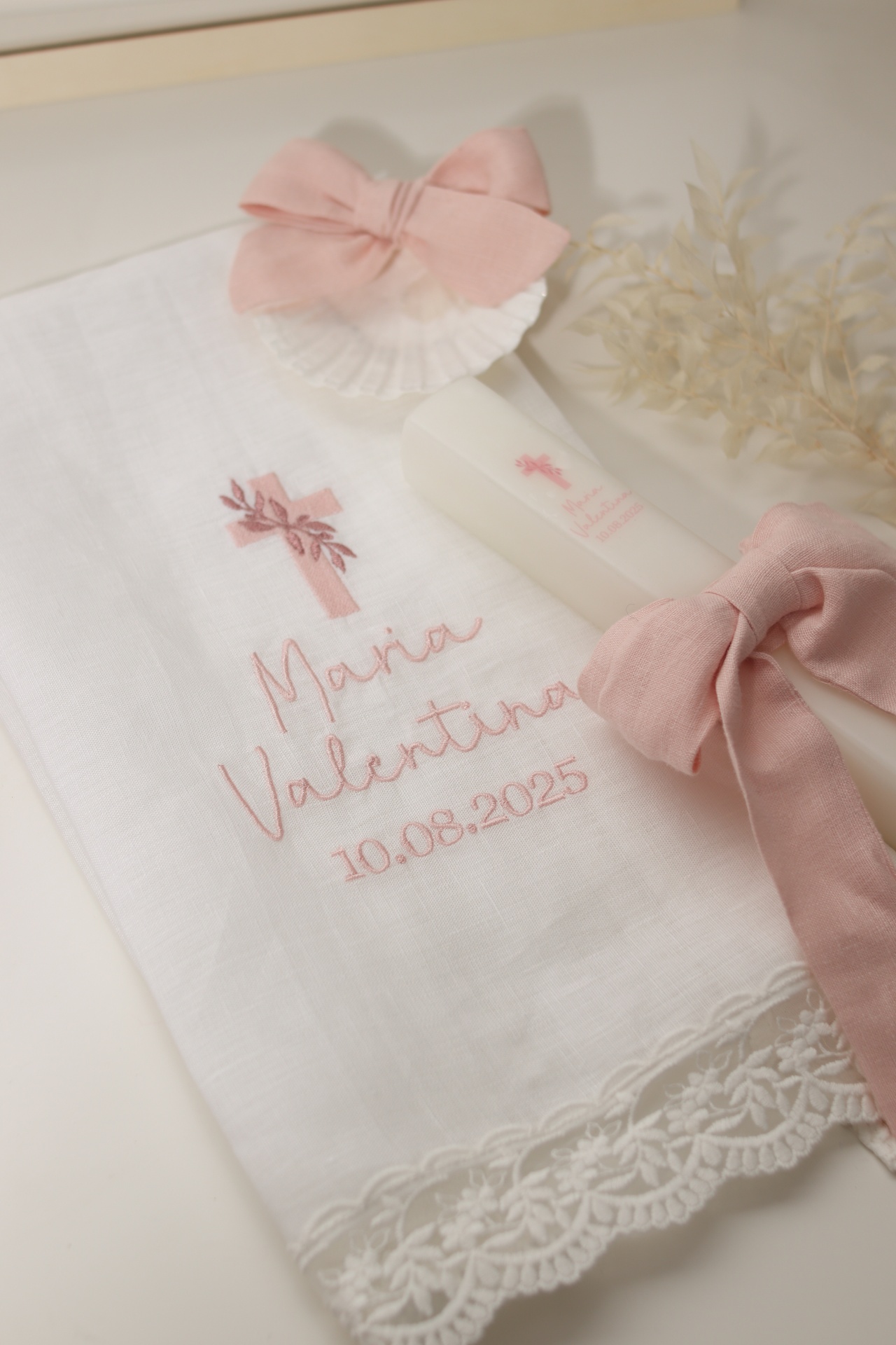 Conjunto de batizado - Cruz com folhas