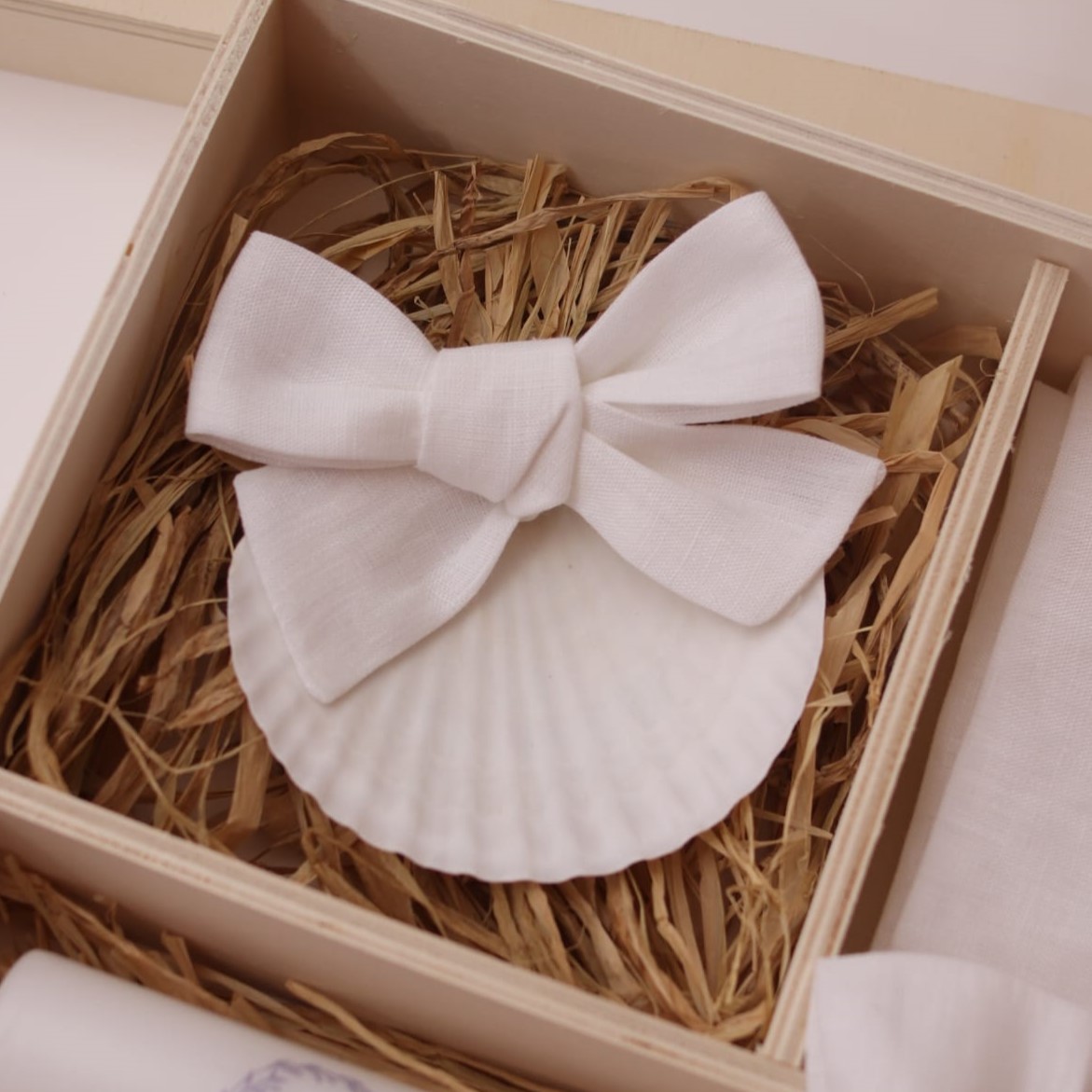 Concha de batizado com laço