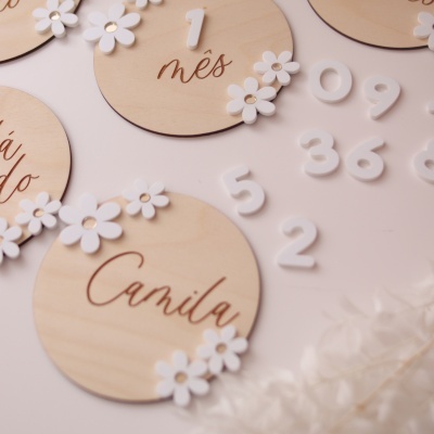 Milestones com flores (números reposicionáveis)