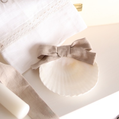 Concha de batizado com laço