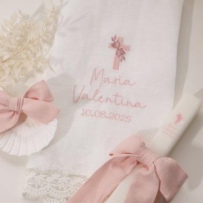 Conjunto de batizado - Cruz com folhas