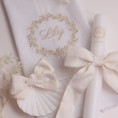 Conjunto de batizado - Coroa de folhas grande