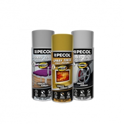 Spray Tinta Acrilica Prateado /Dourado/Cromado PECOL